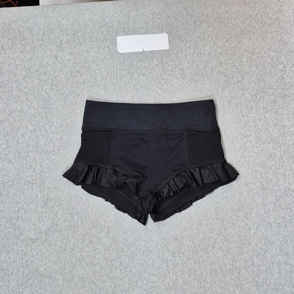 Fo‎ Movement Women Activewear Shorts L Black Ruffle Run Beach